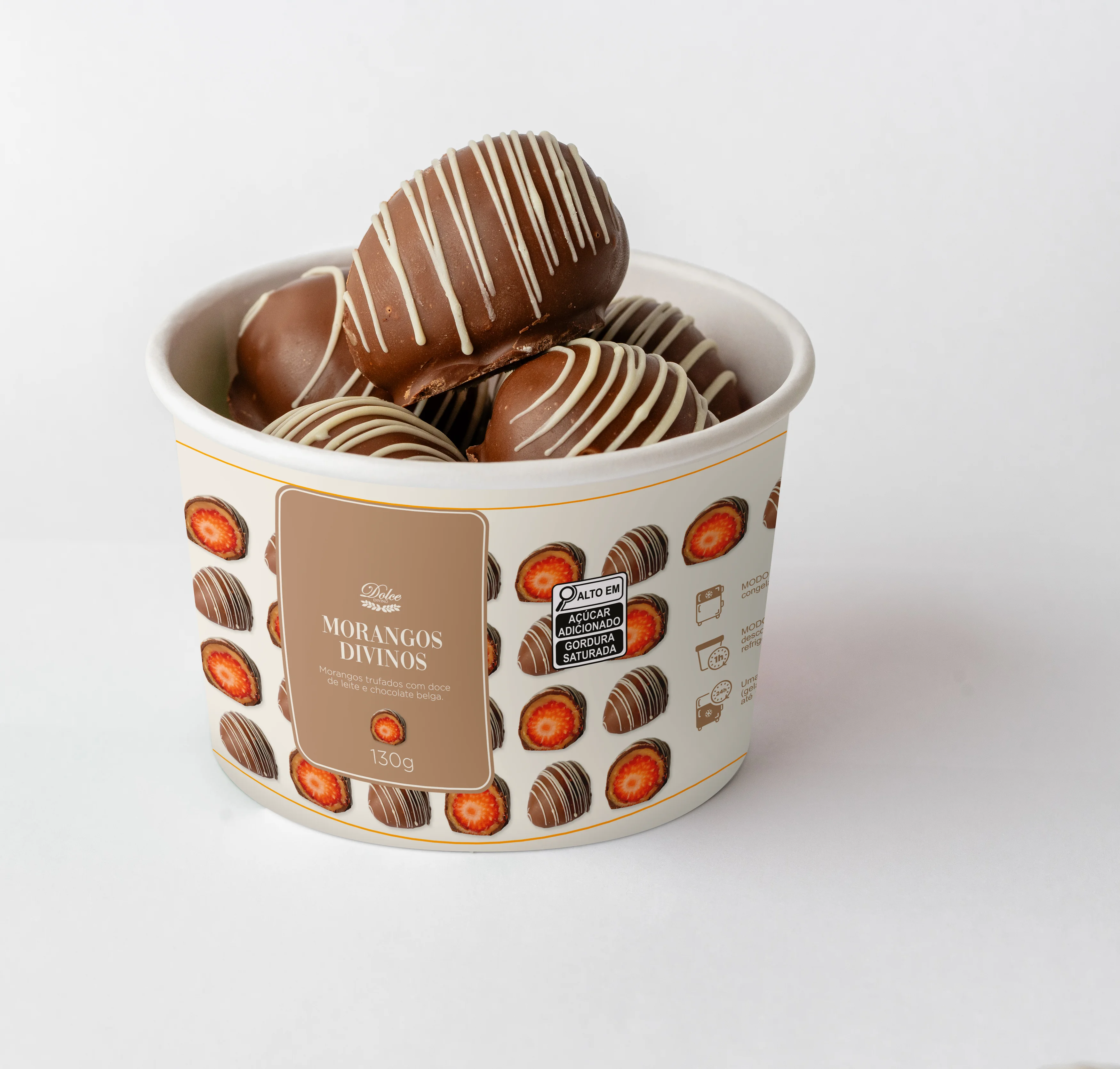 Morango Divino - Pote com morangos cobertos de chocolate